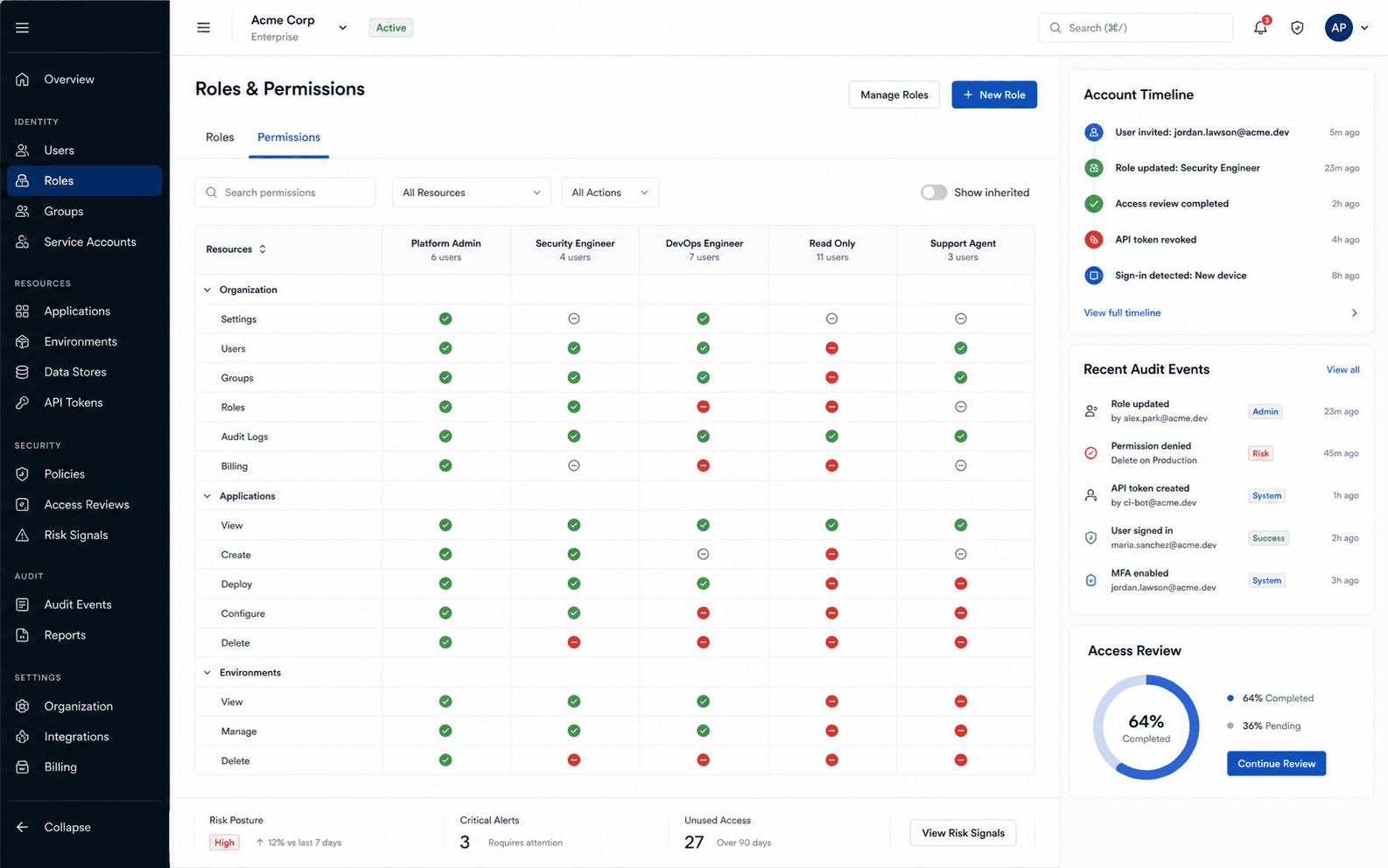 Secure SaaS Admin Console product interface